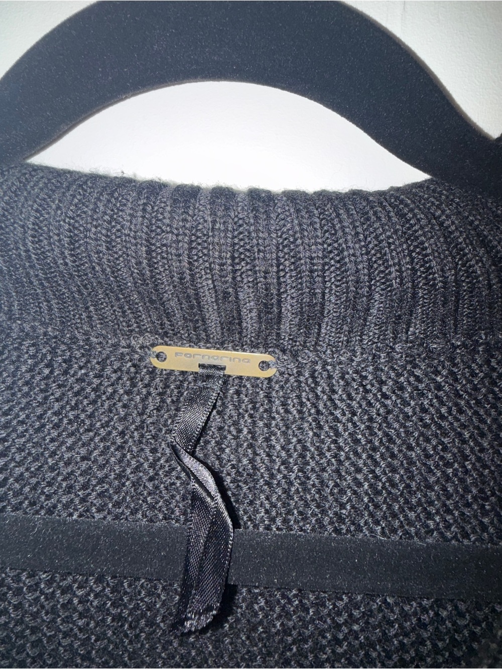 Black Women's V-Neck Hooded Sweater Fornarina - Picture 2 of 2